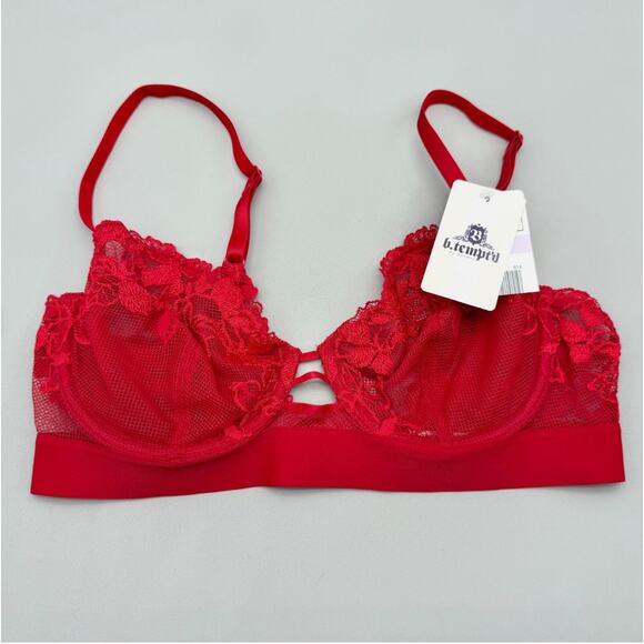 B.tempt'd by Wacoal Bra Size 34C Red Lace Opening Act Underwire Sexy NEW NWT - Picture 2 of 8